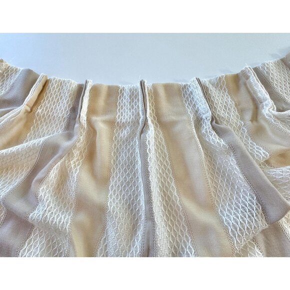 Vintage 80s pleated curtain, cream, tan, striped Riverdale fabric, per panel - Picture 5 of 10
